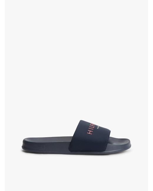 Tommy Hilfiger Blue Logo Pool Slides for men