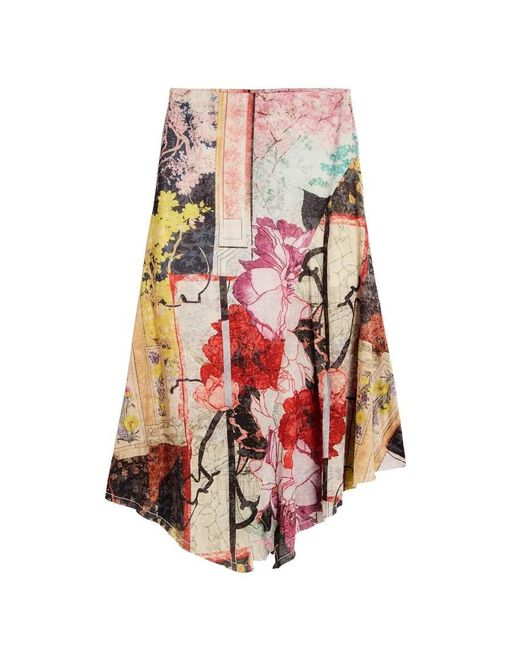 Desigual White Long Printed Skirt