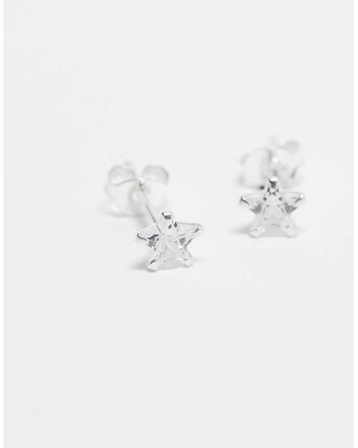 Pendientes De Botón De Plata De Ley Con Diseño De Circonita En Forma De Estrella De -Plateado Kingsley Ryan de color Multicolor