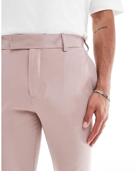 ASOS Pink Four Way Stretch Skinny Suit Pants for men