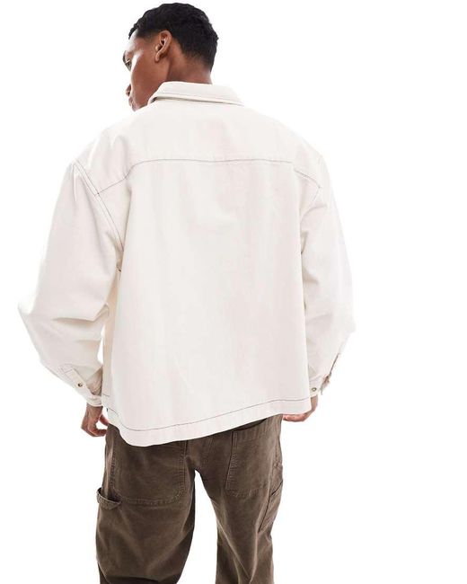 ASOS White Boxy Oversized Denim Shirt for men