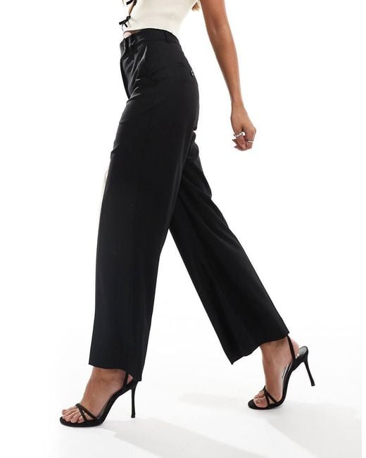 & Other Stories Black Stretch Cropped Tailored Pants With Flare Leg