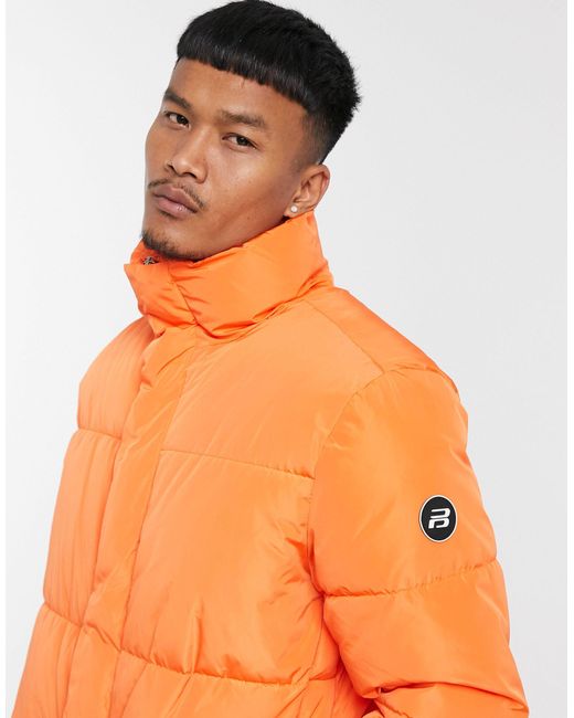 Pull&Bear Synthetic Padded Puffer Jacket in Orange for Men | Lyst Australia