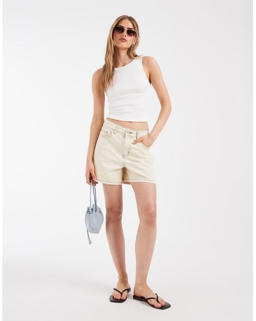 Object Natural High Waisted Loose Fit Denim Shorts