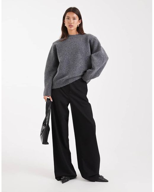 ASOS Gray Drop Shoulder Pad Longline Sweater