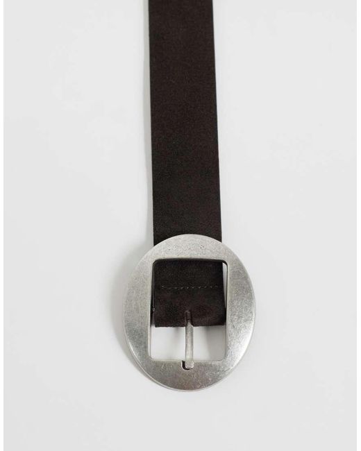 ASOS Black Asos Desgn Suede Belt With Rounded Buckle