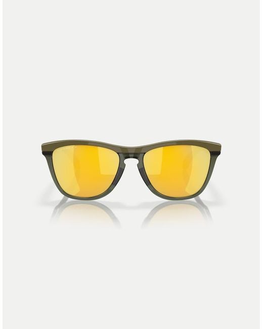 Oakley Yellow Frogskins Range Round Polarised Sunglasses With Mirrored Lens for men