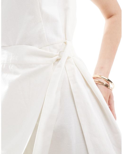 Nobody's Child White Lotte Tie Waist Mini Dress