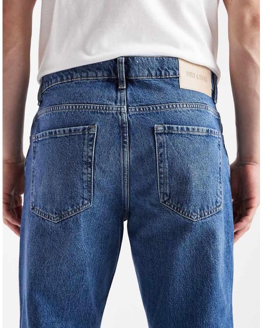 Only & Sons Blue Edge Straight Fit Jeans for men