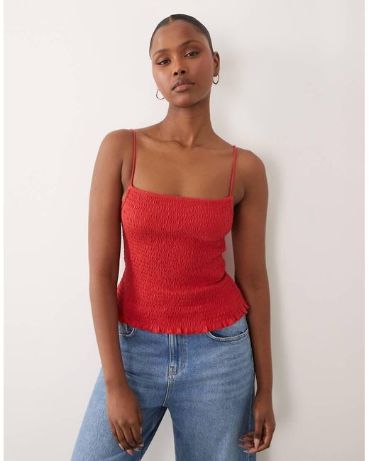 ASOS Shirred Cami Top With Ruffle Hem