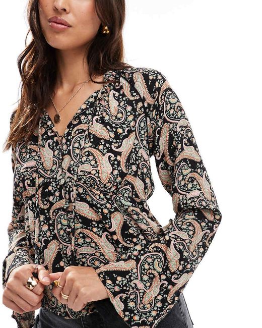 Superdry Black Printed Long Sleeve Blouse