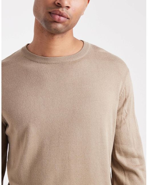 Threadbare Natural Crew Neck Sweater for men