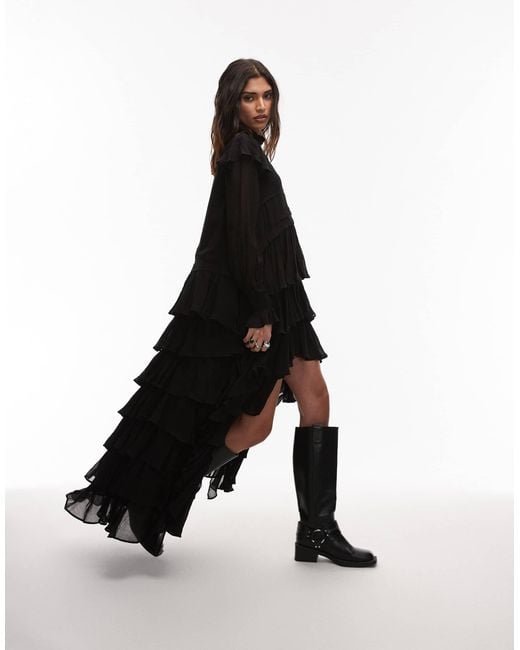 AllSaints White – cavarly – langärmliges gestuftes maxikleid