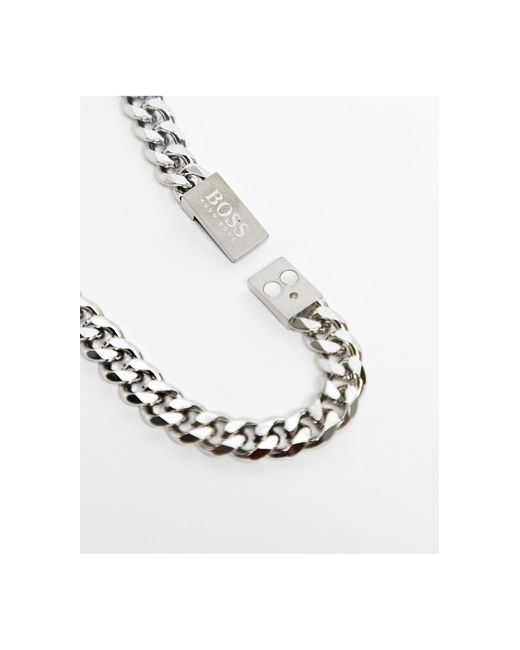 BOSS - Chain necklace with reversible logo pendant