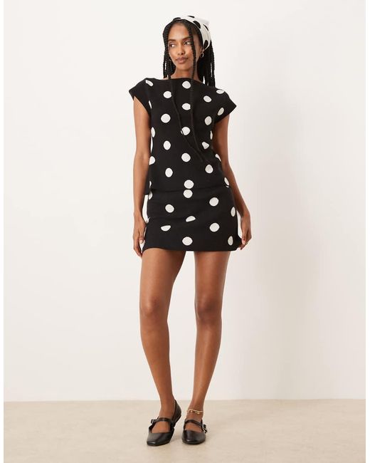 Minifalda Con Estampado De Lunares De Punto Suave De (Parte De Un Conjunto) ASOS de color Black