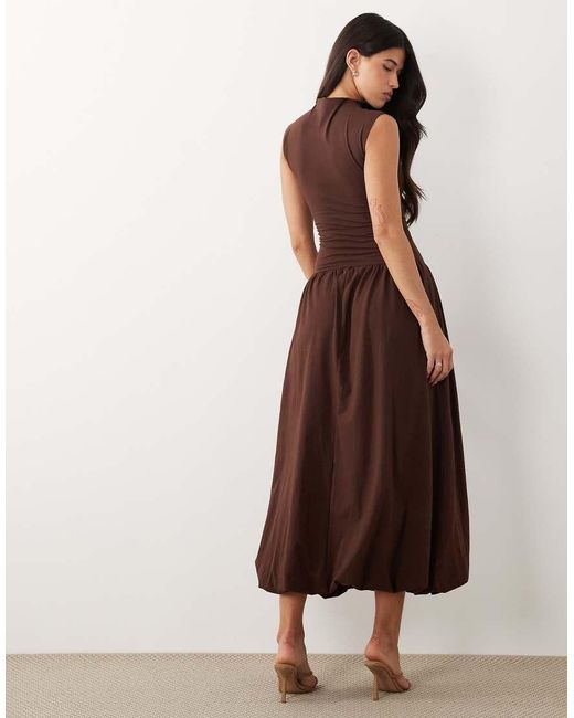 ASOS Brown High Neck Drop Waist Sleeveless Maxi Dress