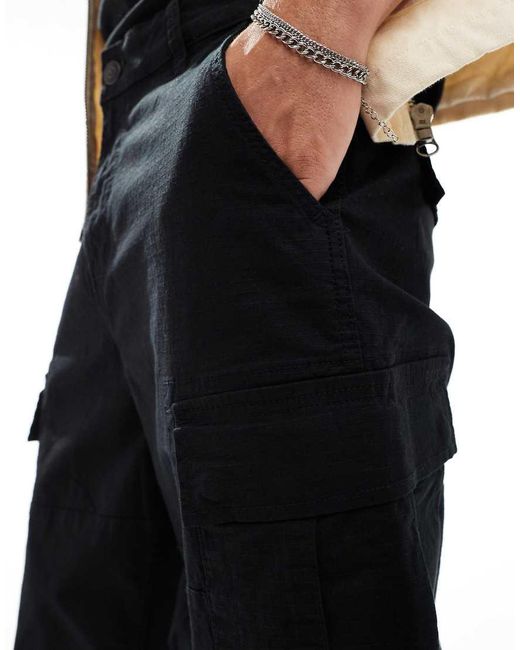 Only & Sons Black Loose Fit Cargo Trouser for men