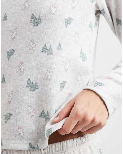 Hollister Gray Scoop Neck Long Sleeve Pyjama Top Co-ord