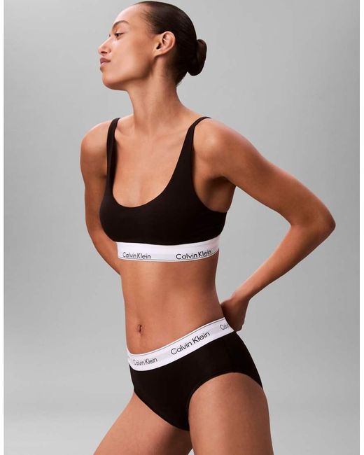 Calvin Klein Black Lightly Lined Icon Cotton Modal Scoop Bralette