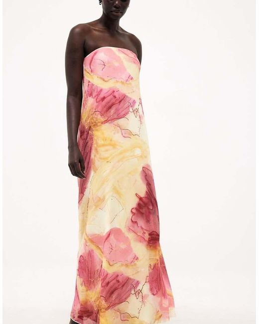 NA-KD Pink Plisse Maxi Tube Dress