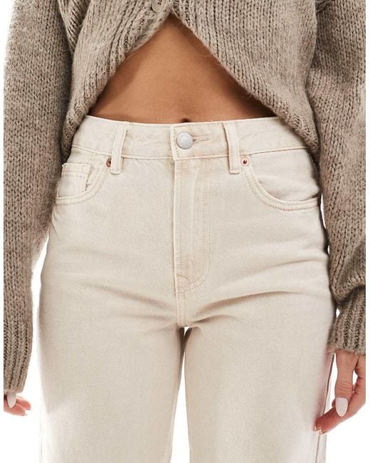 Stradivarius White D92 Wide Leg Dad Jean