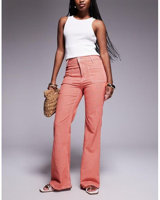River Island Red Relaxed Flare Jean