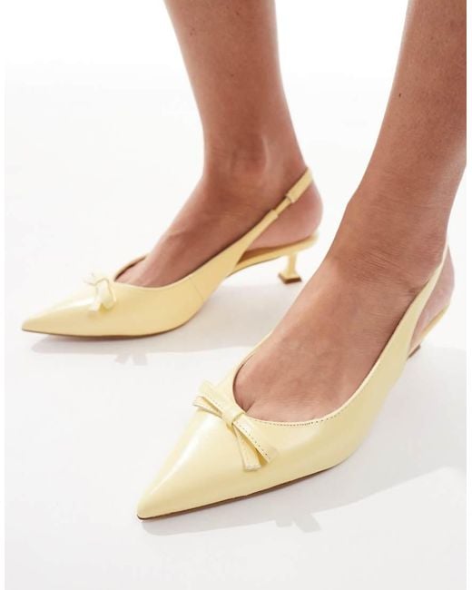 ALDO White Luxuriant Slingback Kitten Heeled Shoes