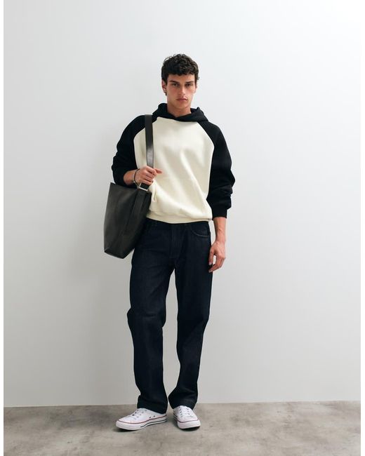 ASOS Blue Extreme Oversized Raglan Hood With Contrast Sleeve for men