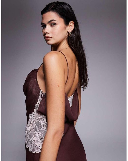 ASOS Purple Lace Insert Cowl Neck Mini Dress