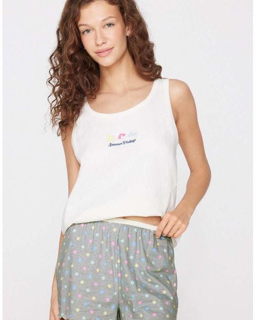 Tezenis Gray Printed Cotton Shorts With Rolled Hem