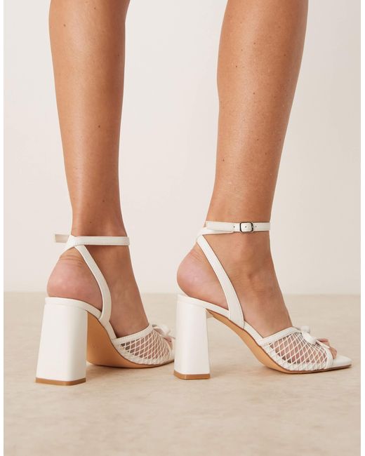 Glamorous Natural Mid Block Heeled Bow Sandals