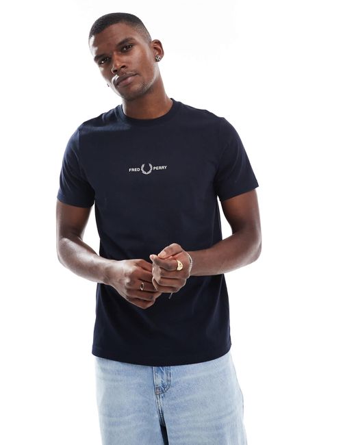 Fred Perry Blue Embroidered Logo T-shirt for men