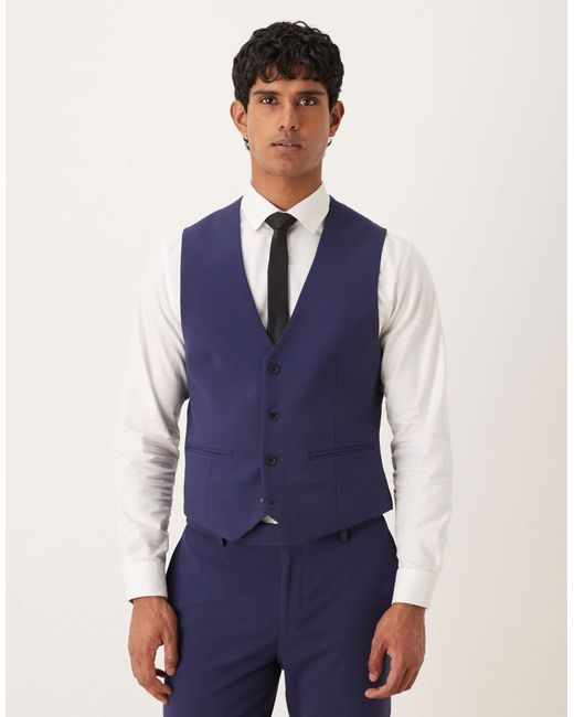 ASOS Blue Skinny Stretch Suit Waistcoat for men