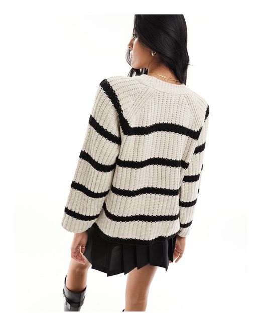 Pull&Bear White Textured Waffle Knit Jumper