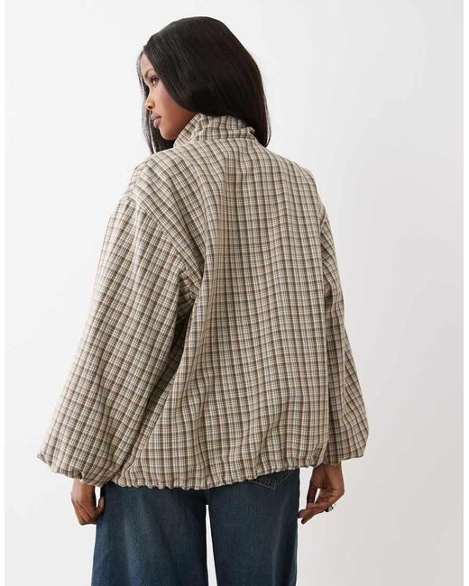 ASOS Brown Casual Harrington Jacket With Funnel Neck