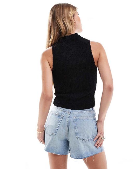 Mango Black High Neck Sleeveless Top