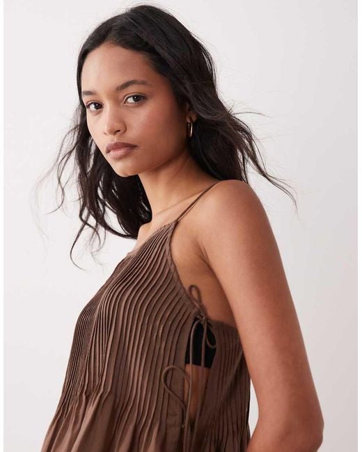ASOS Brown Rita Pleated Beach Cover Up