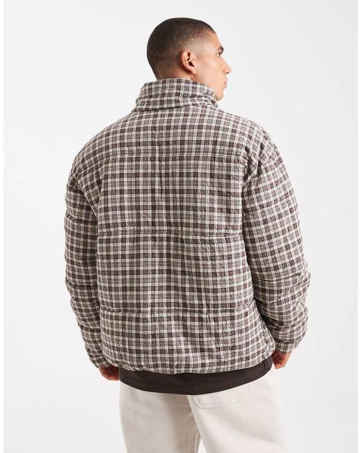 Cotton On Brown Cropped Puffer Jacket for men