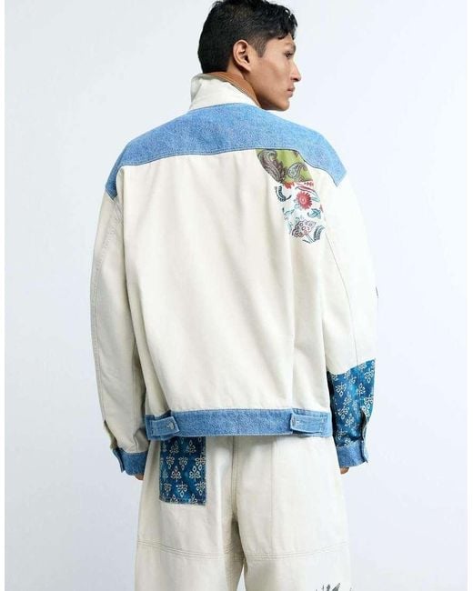 Desigual White Patchwork Coat for men