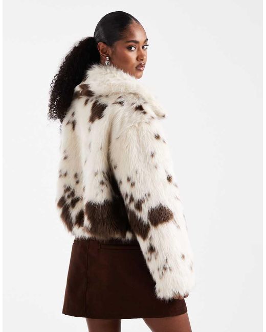 Miss Selfridge Natural Faux Fur Collar Bomber Jacket