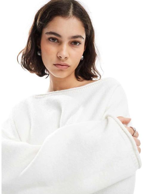 ASOS Blue Slouchy Off The Shoulder Jumper