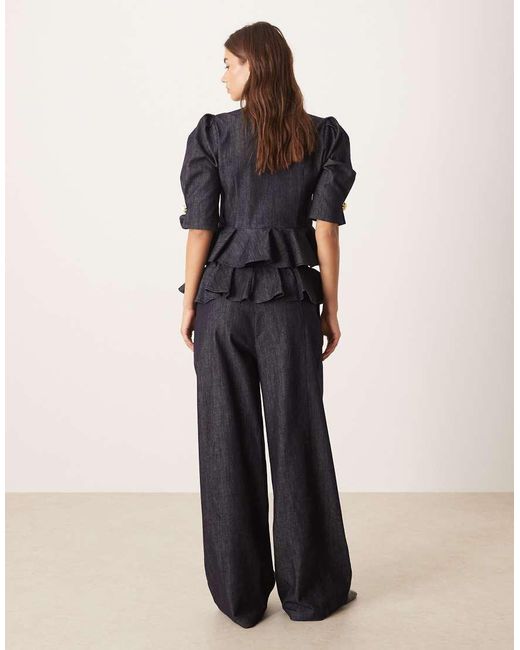 Sister Jane Blue Denim Ruffle Detail Wide Leg Jeans Co-Ord
