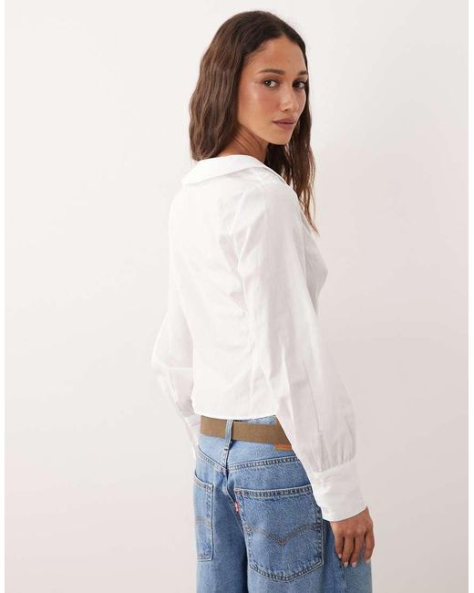 Miss Selfridge White Fitted Peterpan Collar Shirt