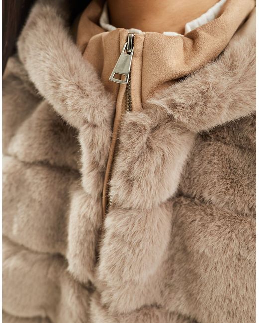 Jayley Natural Jayely Faux Fur Long Hooded Gilet