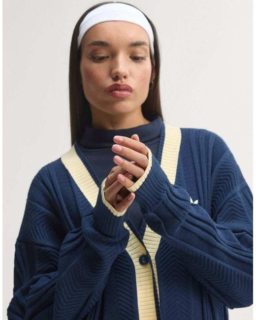 Adidas Originals Blue Cable Knit Cardigan
