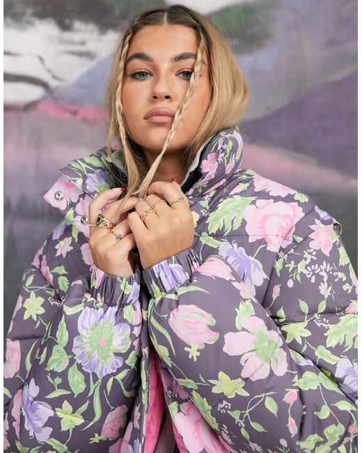 ASOS Floral Puffer Jacket With 