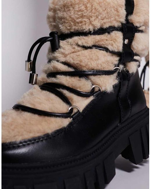 Stivaletti Da Neve Stringati Neri E Con Dettagli di South Beach in Black
