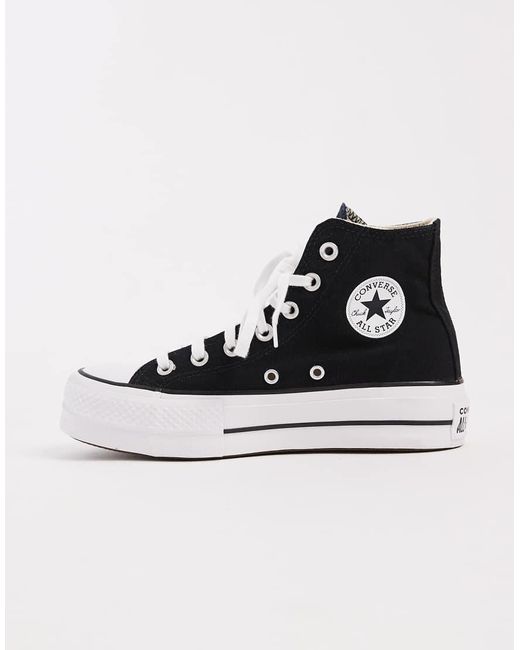 Zapatillas De Deporte Negras Hi-Top Con Plataforma Chuck Taylor All Star Lift Hi De Converse de color Black
