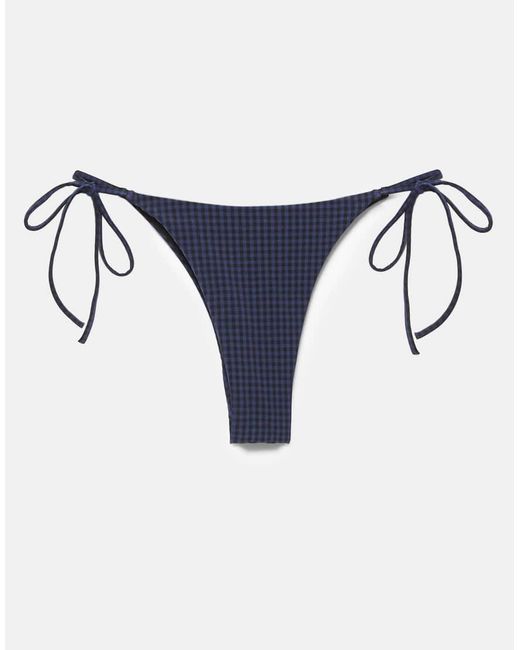 Pull&Bear Bikinibroekje Met Ginghamruit in het Blue
