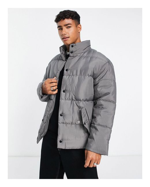 Another Influence Drop Shoulder Puffer Jacket in Gray for Men | Lyst